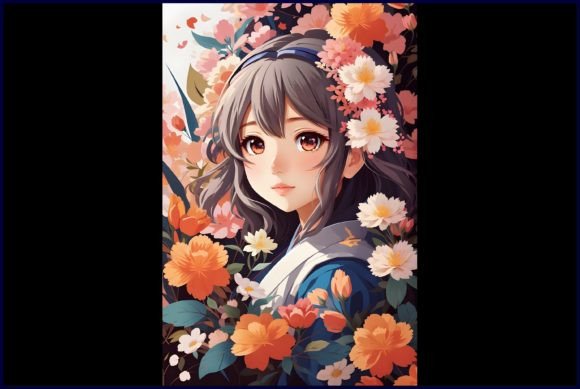 Download Japanese Cute Anime with Flowers - Japanese cute Collection
