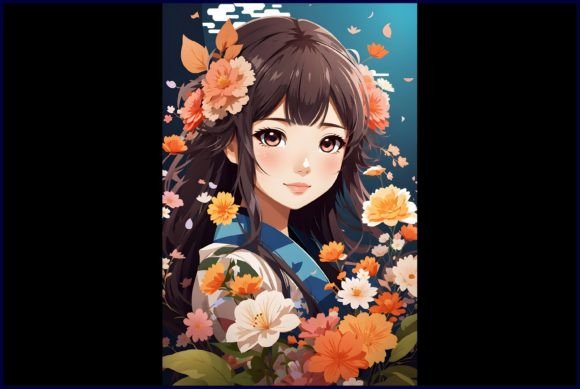 Download Japanese Cute Anime with Flowers - Japanese cute Collection