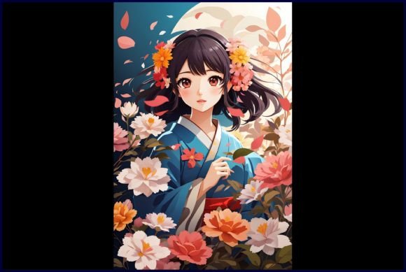 Download Japanese Cute Anime with Flowers - Japanese cute Collection