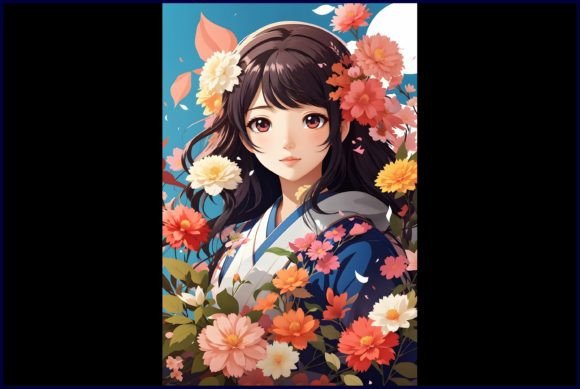 Download Japanese Cute Anime with Flowers - Japanese cute Collection